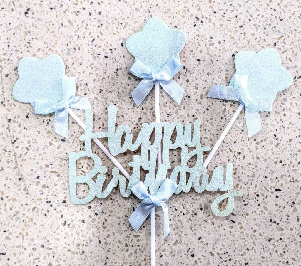 Happy Birthday Cake Topper Set Green/Stars Golden Stars Trading