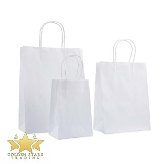 12pc White Paper Bags with Handles – Golden Stars Trading