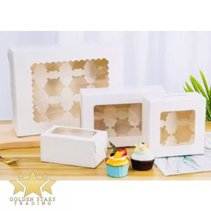 White Cupcake Boxes with Window and Insert - Image 2