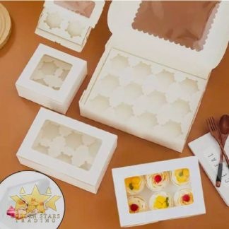 White Cupcake Boxes with Window and Insert