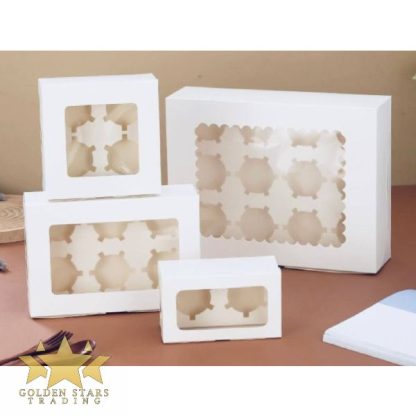 White Cupcake Boxes with Window and Insert - Image 4